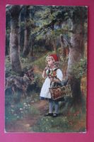 Alte AK Postkarte, Märchen Rotkäppchen und der böse Wolf