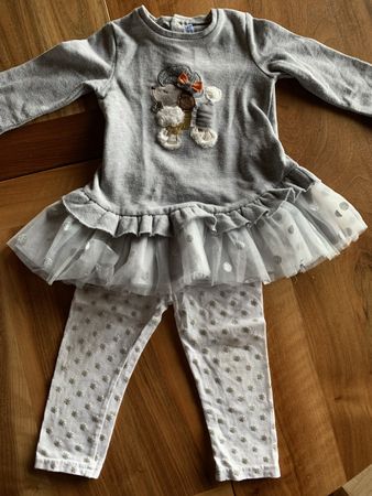Langes Oberteil Gr. 80 mit Tüllbesatz (ohne Leggings)