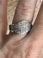 Silberring WAVE small white 56