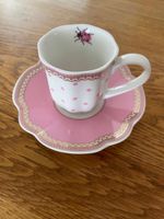 Espressotasse mit Untertasse Marienkäfer Muster rosa