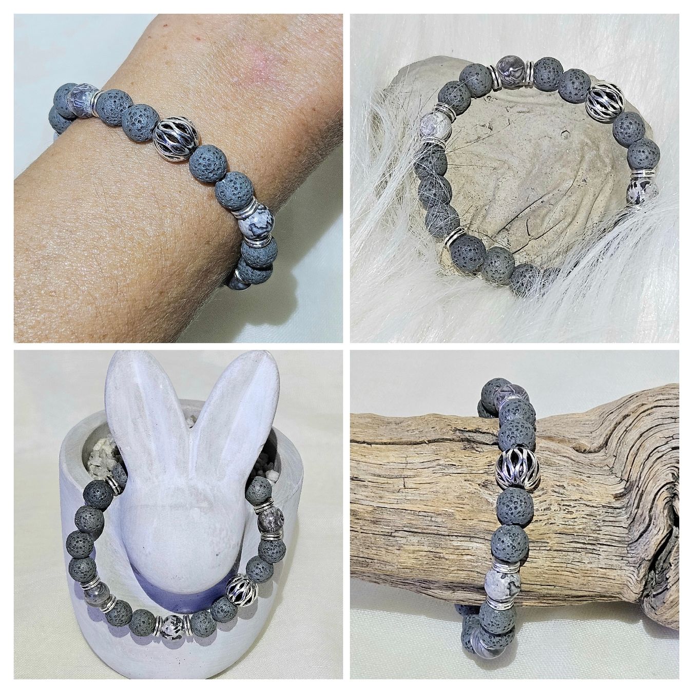 Bracciali & Braccialetti: graue Lavastein-Mix Armk. - Spendenaktion – Nuovo (secondo la descrizione) da Unterkulm venduto da Nachtigall
