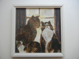 Gemälde - Katzenfamilie - Fred Baumann