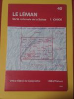 Landkarte der Schweiz Le Leman mit Kilometernetz