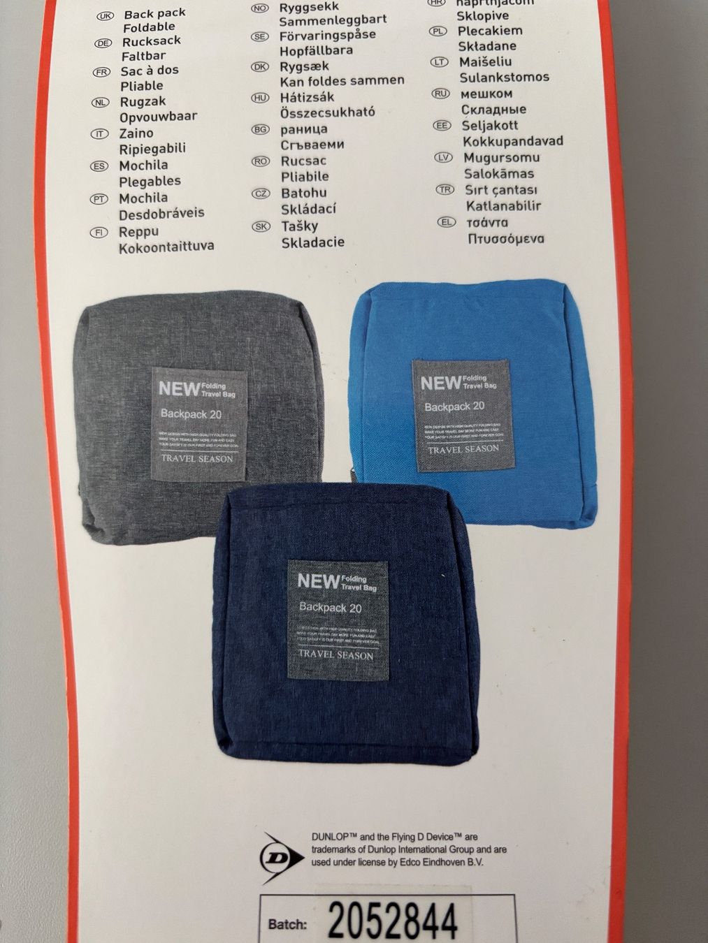 Dunlop Zaini: Reiserucksack faltbar Dunlop Backpack foldable, 4 Farben – Nuovo e nell'imballaggio originale da Aesch BL venduto da Pelikan 5