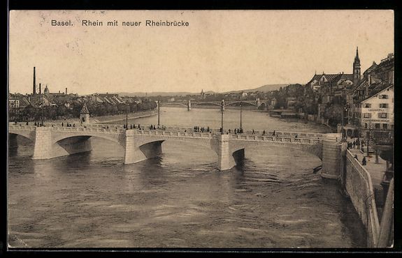 Ansichtskarten: Basel, Rheinpanorama mit neuer Rheinbr – Gebraucht aus Berlin von bartko-reher