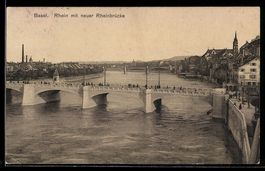 Basel, Rheinpanorama mit neuer Rheinbr