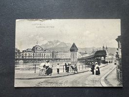 AK 1914 Luzern Kappelbrücke rar gelaufen (G3615)