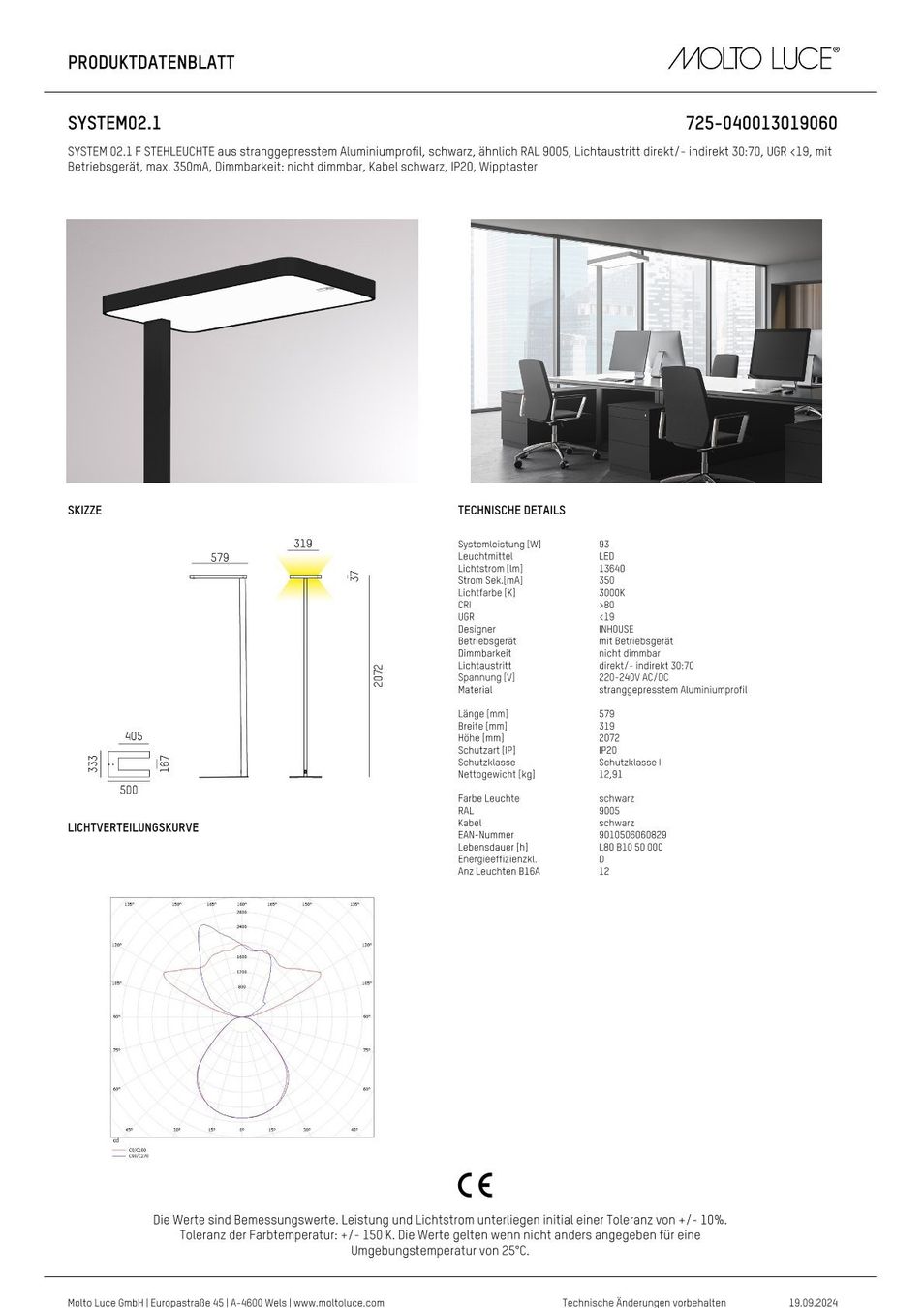 Lampade: Arbeitsplatz Stehleuchte LED schwarz Molto Luce neu – Nuovo e nell'imballaggio originale da Kaiserstuhl AG venduto da gmt2 3