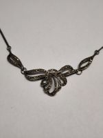 Vintage Silber Collier mit Markasit Schleifen-Design #A8