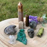 ✲ Grünes Set Kristall Sammlung ✲415g/Lot 9 Teile Pyrit Quarz