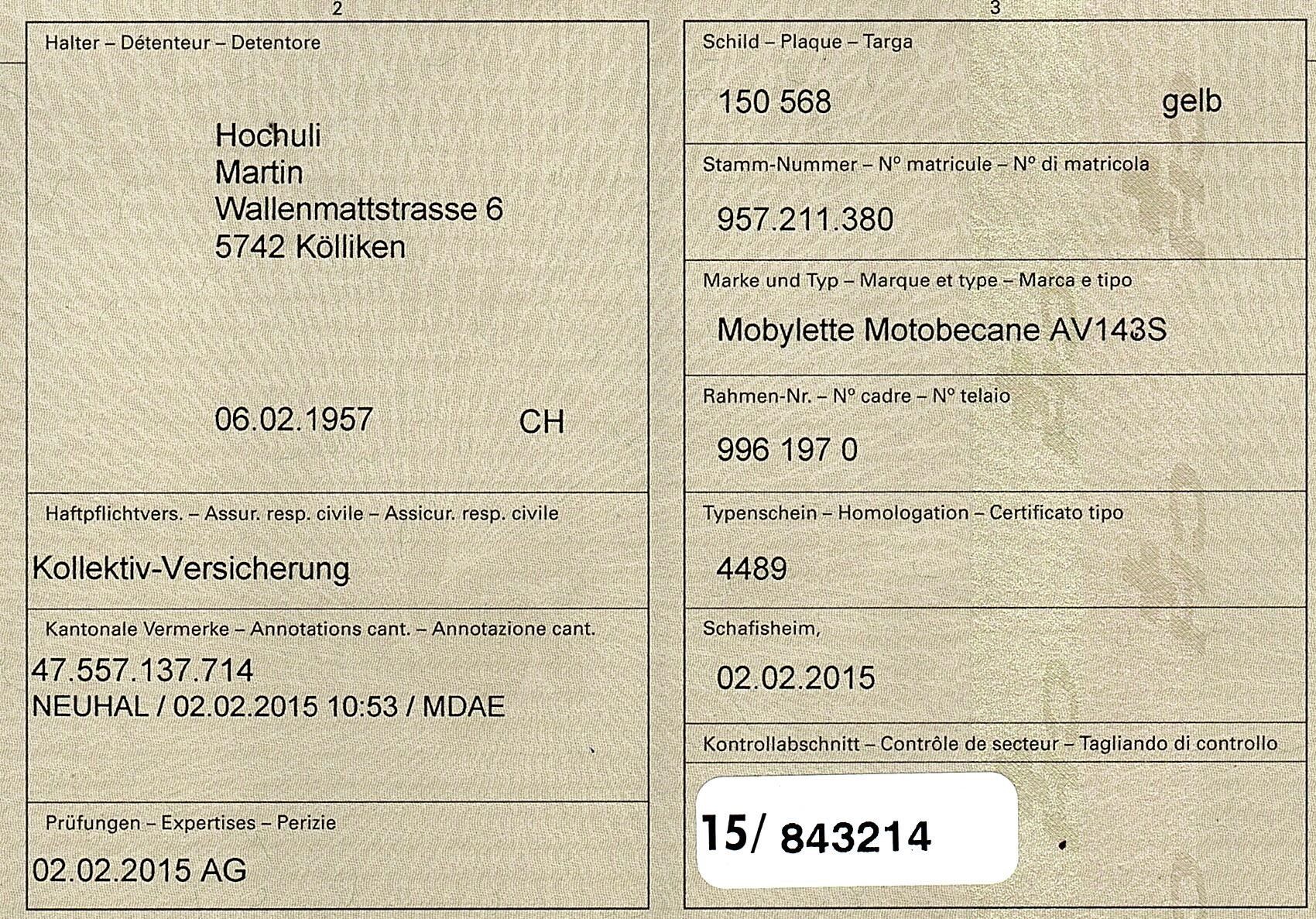 Ciclomotori: Mobylette AV 143 S – Usato da Schmiedrued venduto da Campari1 1