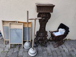 Antik Konsolentisch Waschrett Kinderwagen