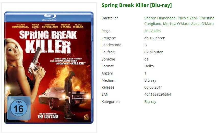 Alle DVDs: Spring Break Killer (Blu-ray) – Gebraucht aus Buchrain von Sssschaller