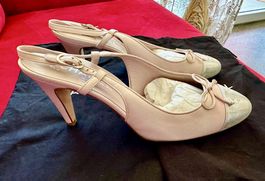 Chanel-Schuhe, klassisch-elegante High Heels hellrosa silber