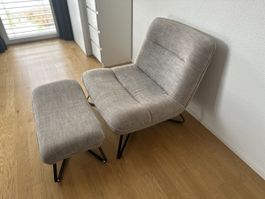 AM.PM Helma Sessel & Hocker (Grauem Leinen)