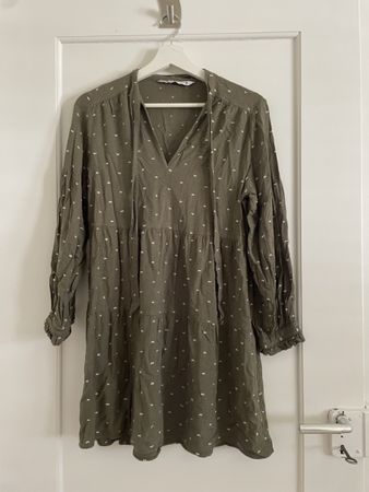 Kleid langarm Grösse XS Khaki Tupfen guter Zustand