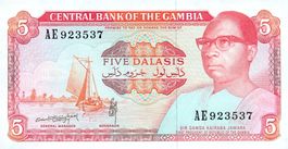 Gambia 5 Dalasi 1990 P-9b UNC