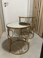 Goldene Satztische mit Spiegelglas - Neu im Karton!