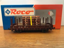Roco DB Rungenwagen mit Ladung (echtes Holz)