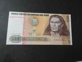Peru 1987, 500 Intis    ungefaltet