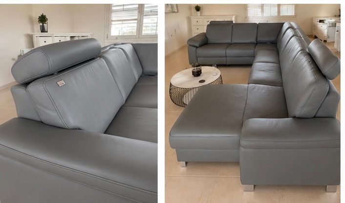 Divani: Sofa Eckgarnitur HUKLA - Echtleder, verstellbare Kopfstützen – Usato da Trimmis venduto da Kene_Design_Form 1