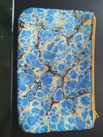 Etui Marmor Design blau gelb Reissverschluss neu 18x12cm