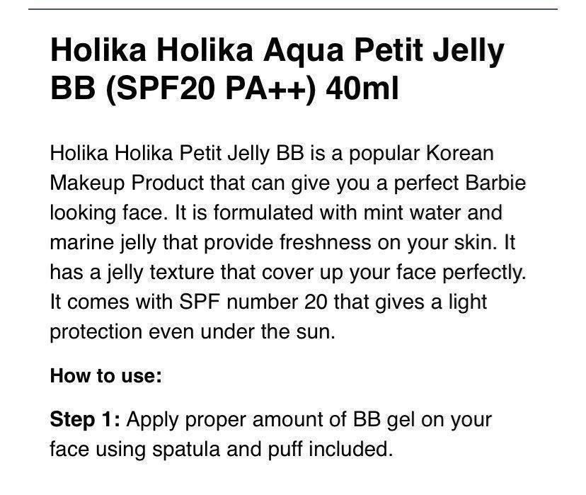 Cura del viso: Korean Holika Holika Aqua BB Cream – Nuovo e nell'imballaggio originale da Eichberg venduto da Kati30 4