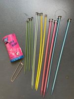 Vintage Stricknadeln 6 Paar + Maschenhalter Aluminium 1940er