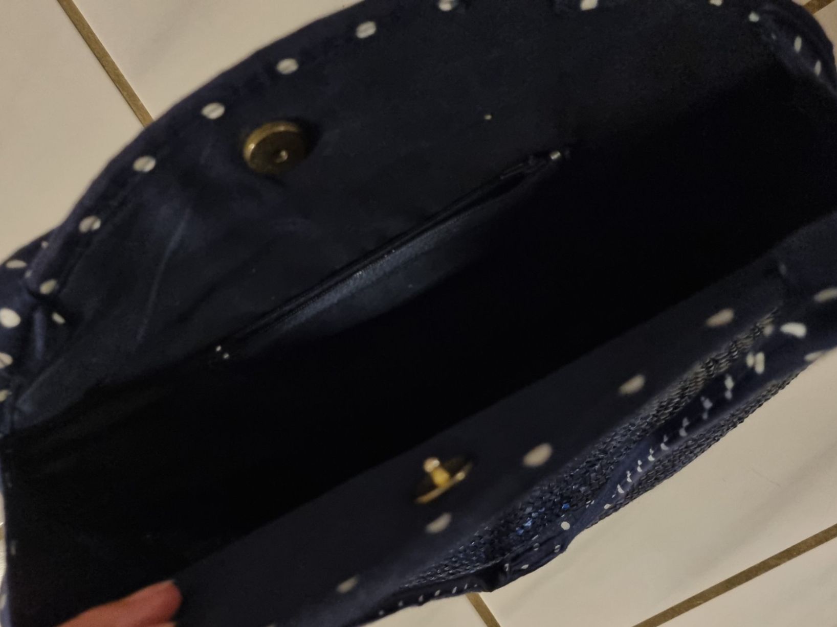 Boohoo Borse da donna: Tasche Handarbeit , dunkelblau rund – Nuovo (secondo la descrizione) da Geroldswil venduto da Agapanthus22 2