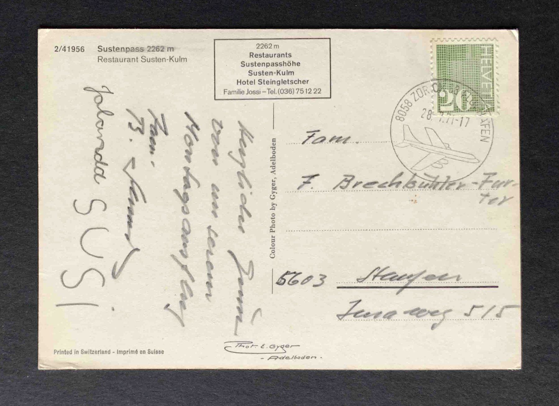 Cartoline postali: AK Sustenpass Restaurant Susten Kulm – Usato da Goldau venduto da artelier1 1