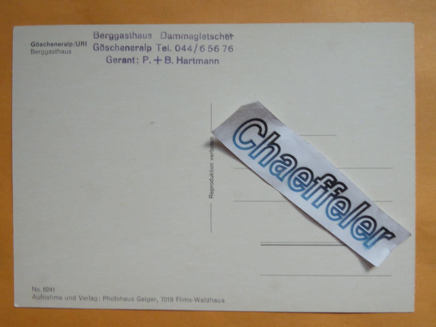 Cartoline postali: Göscheneralp, Berggasthaus – Nuovo (secondo la descrizione) da Zürich venduto da Chaeffeler 1