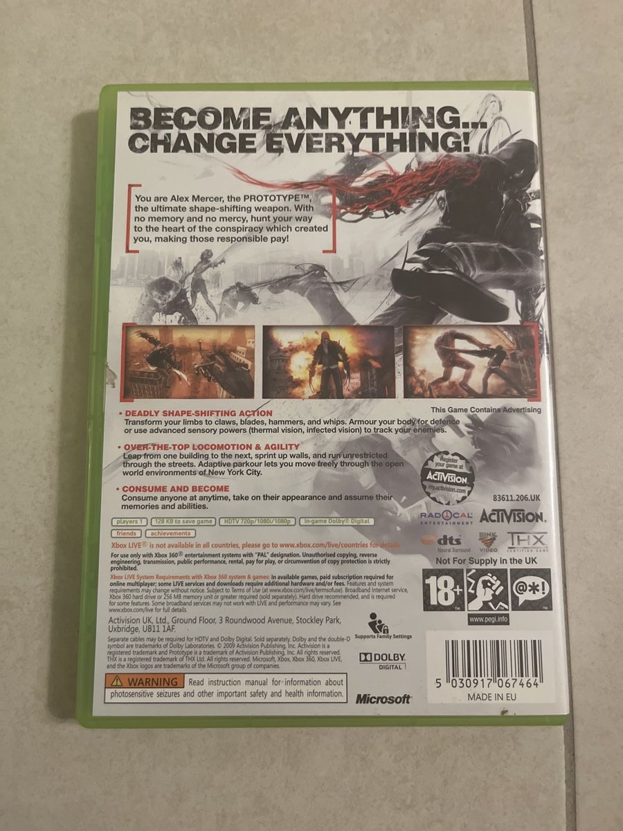 Jeux: Prototype Xbox 360 Actionspiel PAL Englisch gebraucht – D'occasion à Suhr par SchnapperCH 1