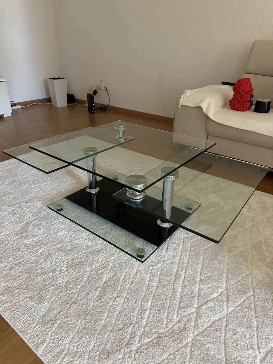 Tavoli: Glas Couchtisch ausziehbar schwebend Schwarz Chrom – Usato da Münchenbuchsee venduto da IleanaT 3