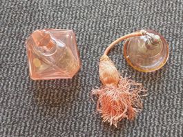 Set Vintage Parfumzerstäuber mit Dose Glas Kristall Deko
