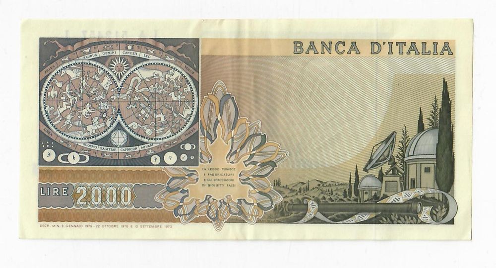 Banknote Italien, 2000 Lire, 1973 (Gebraucht) in Landquart für CHF 1 ...