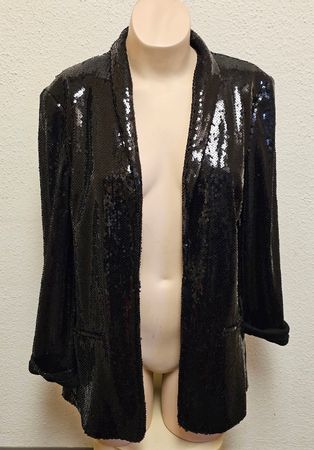 MANGO Damen Pailletten-Blazer Schwarz Gr. S – Neu