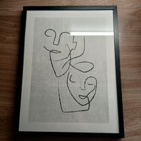 Modernes Bild mit Rahmen, Kunstdruck, Schwarz/Weiss
