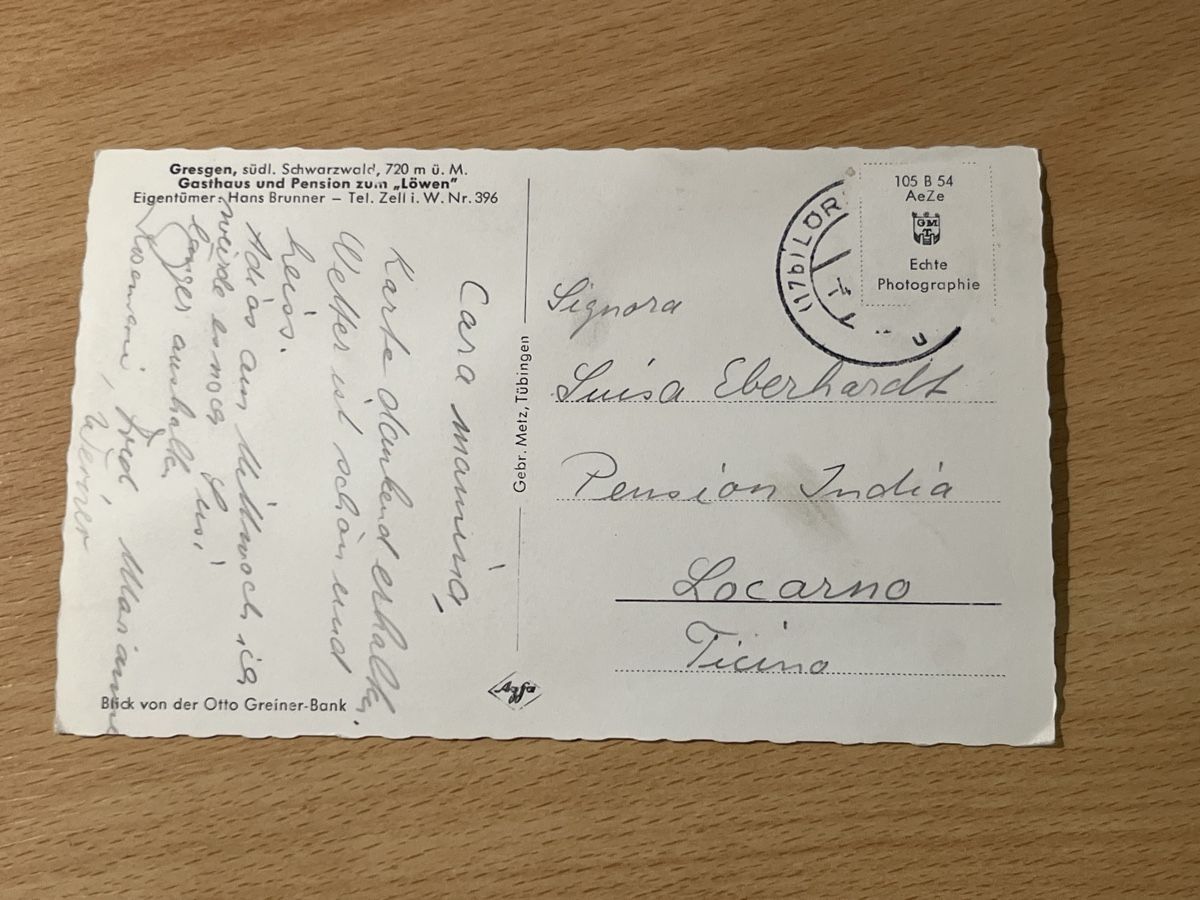 Ansichtskarten: Vintage Ansichtskarte Greisgau Schwarzwald, beschrieben – Gebraucht aus Hinwil von Chuan2 1