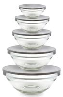 5-teiliges Glasschüssel / Vorratsbehälter Set mit Deckel