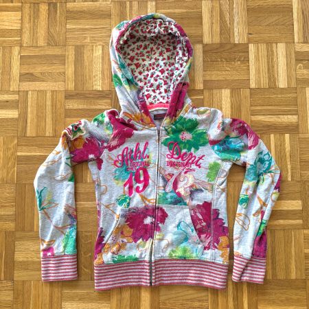 Catimini Full-Zip Hoodie Gr. 140 (10J) Grau Blumen & Kolibri