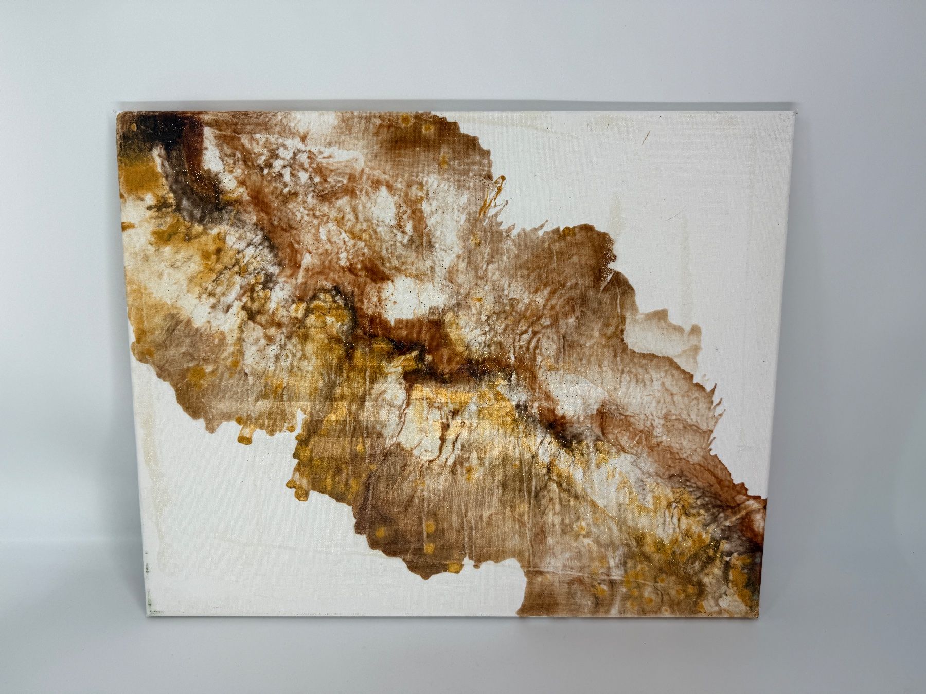 Poster & Bilder: Handgemaltes Leinwand Bild braun/gold – Gebraucht aus Auenstein von moin.
