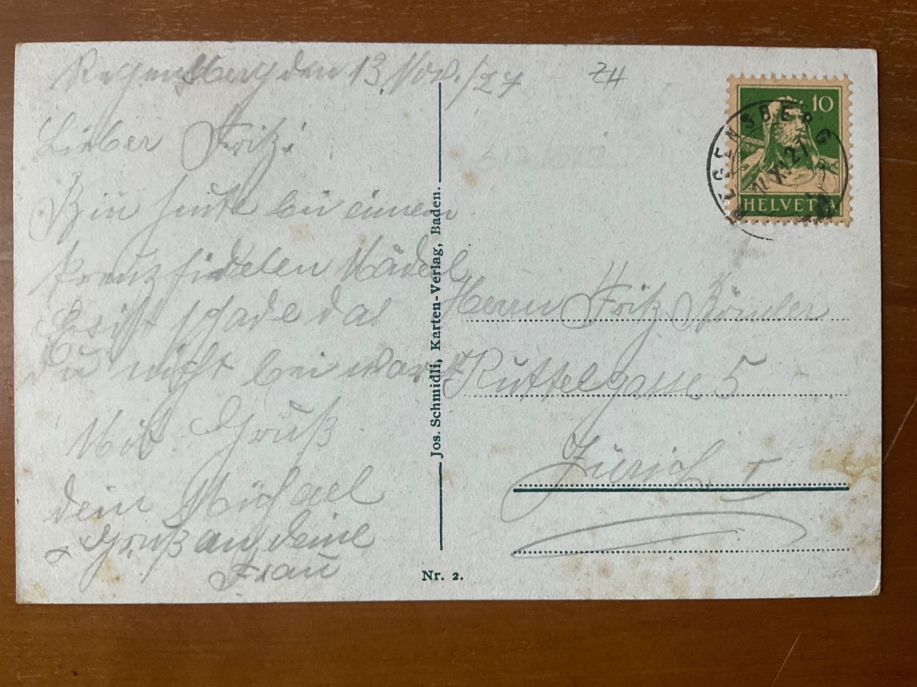 Cartoline postali: AK Regensberg 1927 – Usato da Zürich venduto da Tolima194 1