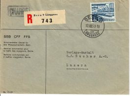 R-Brief, SBB Bern 9 Länggasse 1950 - Vignette