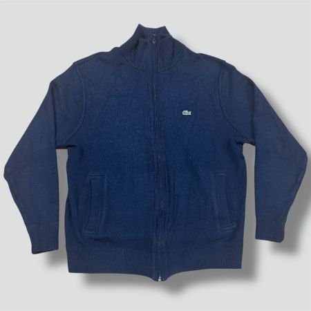Lacoste vintage blue wool zip-up strick jacke retro 90s