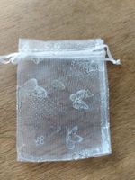 10 Organzabeutel Weiss, Schmetterlingen