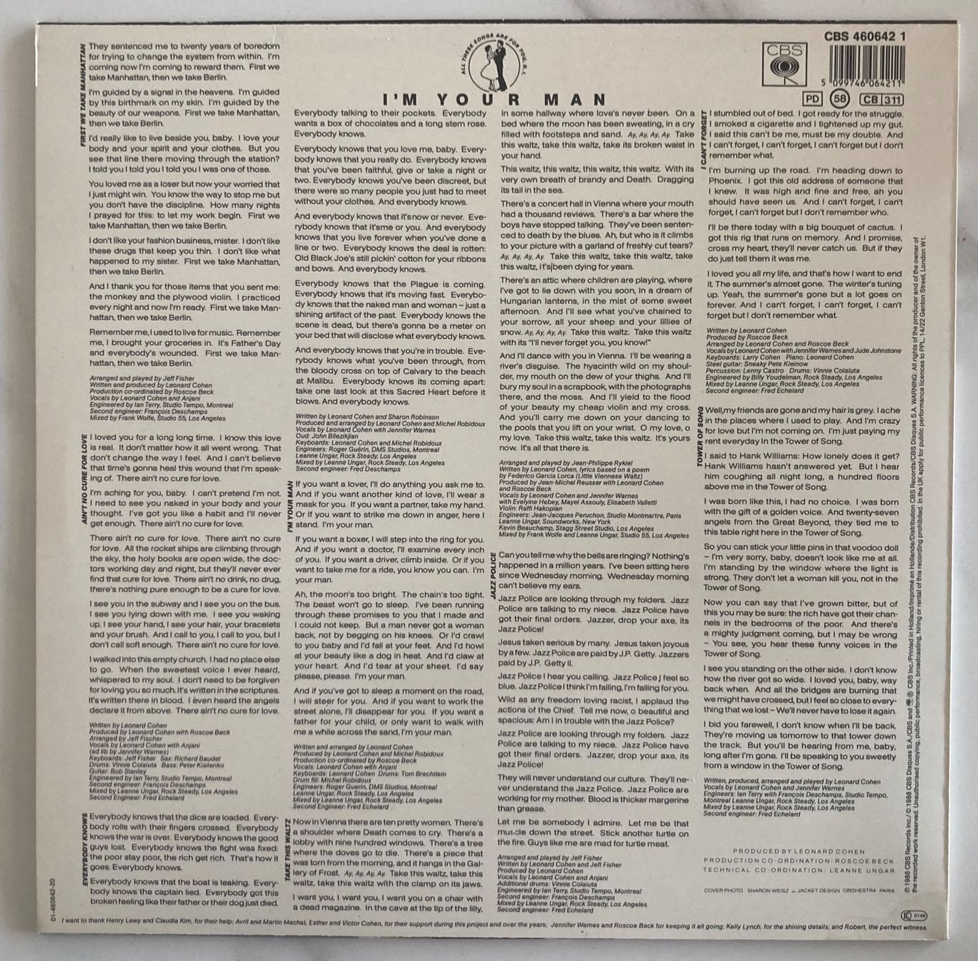 Schallplatten: LEONARD COHEN - I'M YOUR MAN – Gebraucht aus Poliez-Pittet von Newtown-Records 1