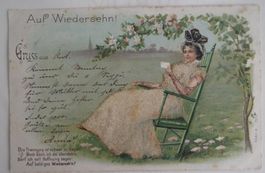 1900 Ansichtskarte von Root nach Emmen  Glitterauflage Kleid