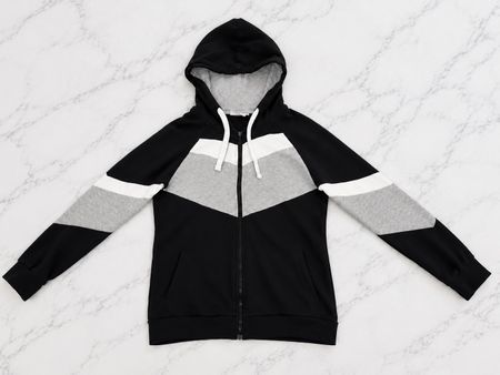 Veste à capuche zippée noire et grise – taille S