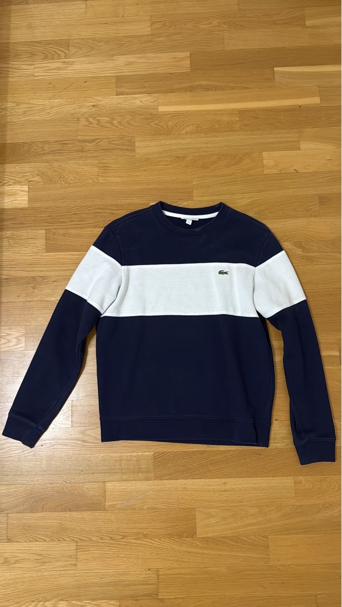 Lacoste Maglioni & Felpe: Pull Lacoste marine et blanc rayé, taille M – Usato da Vaux-sur-Morges venduto da GothamCity