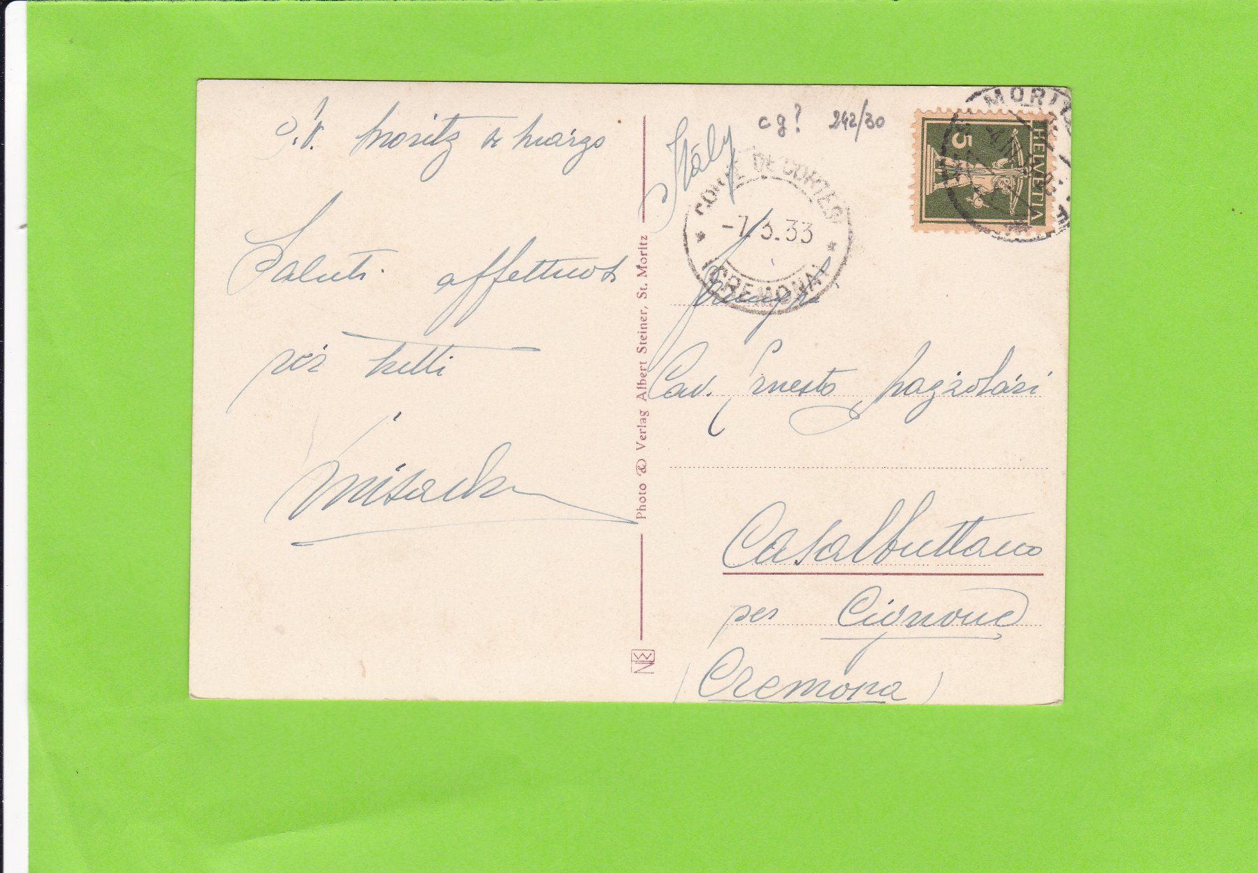 Cartes postales: St. Moritz--1933 – D'occasion à St. Peterzell par neckertal 1